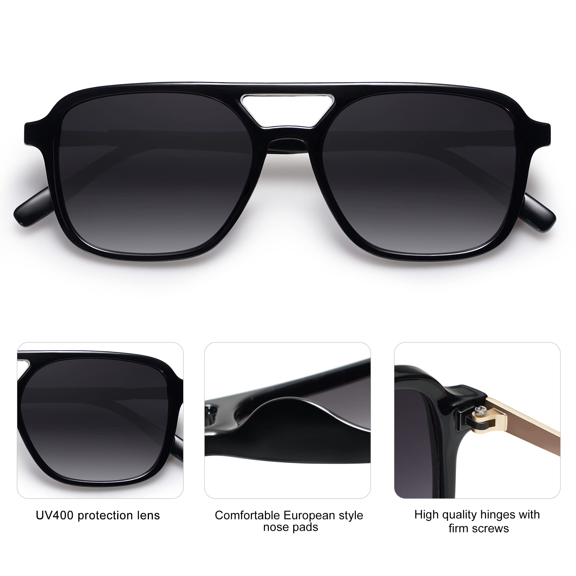 Sojos Retro Aviator Sunglasses Women Men Trendy Rectangle Shades