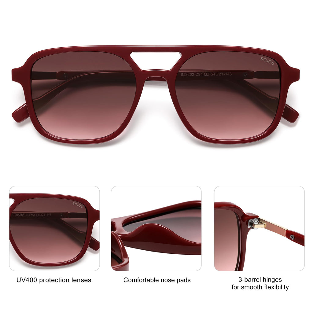 Sojos Retro Aviator Sunglasses Women Men Trendy Rectangle Shades