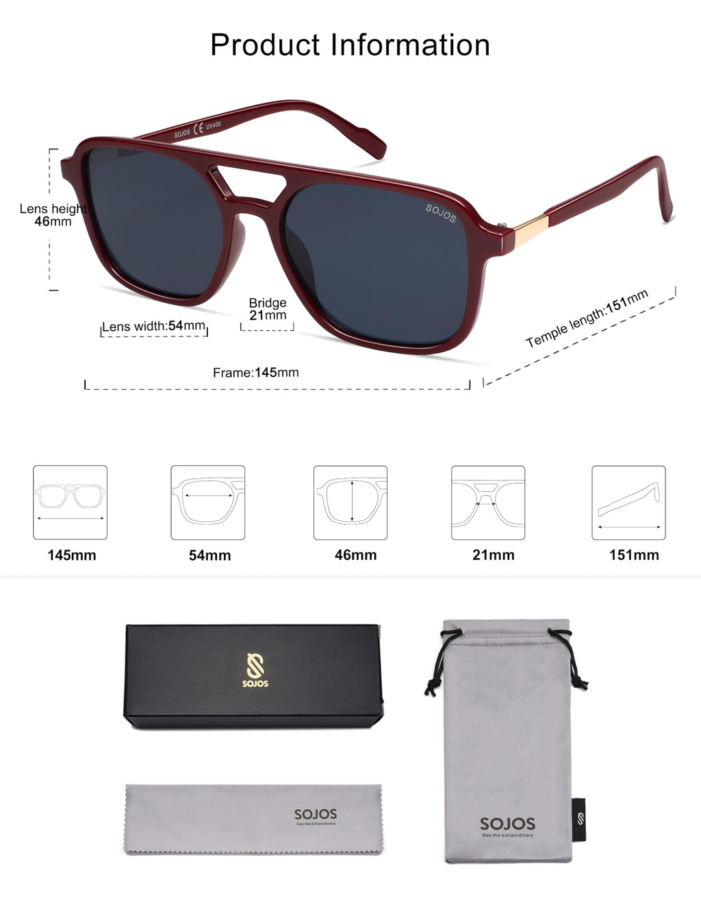 Sojos Retro Aviator Sunglasses Women Men Trendy Rectangle Shades