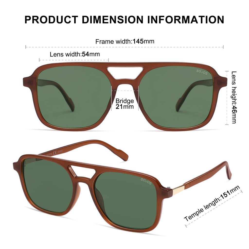 Sojos Retro Aviator Sunglasses Women Men Trendy Rectangle Shades