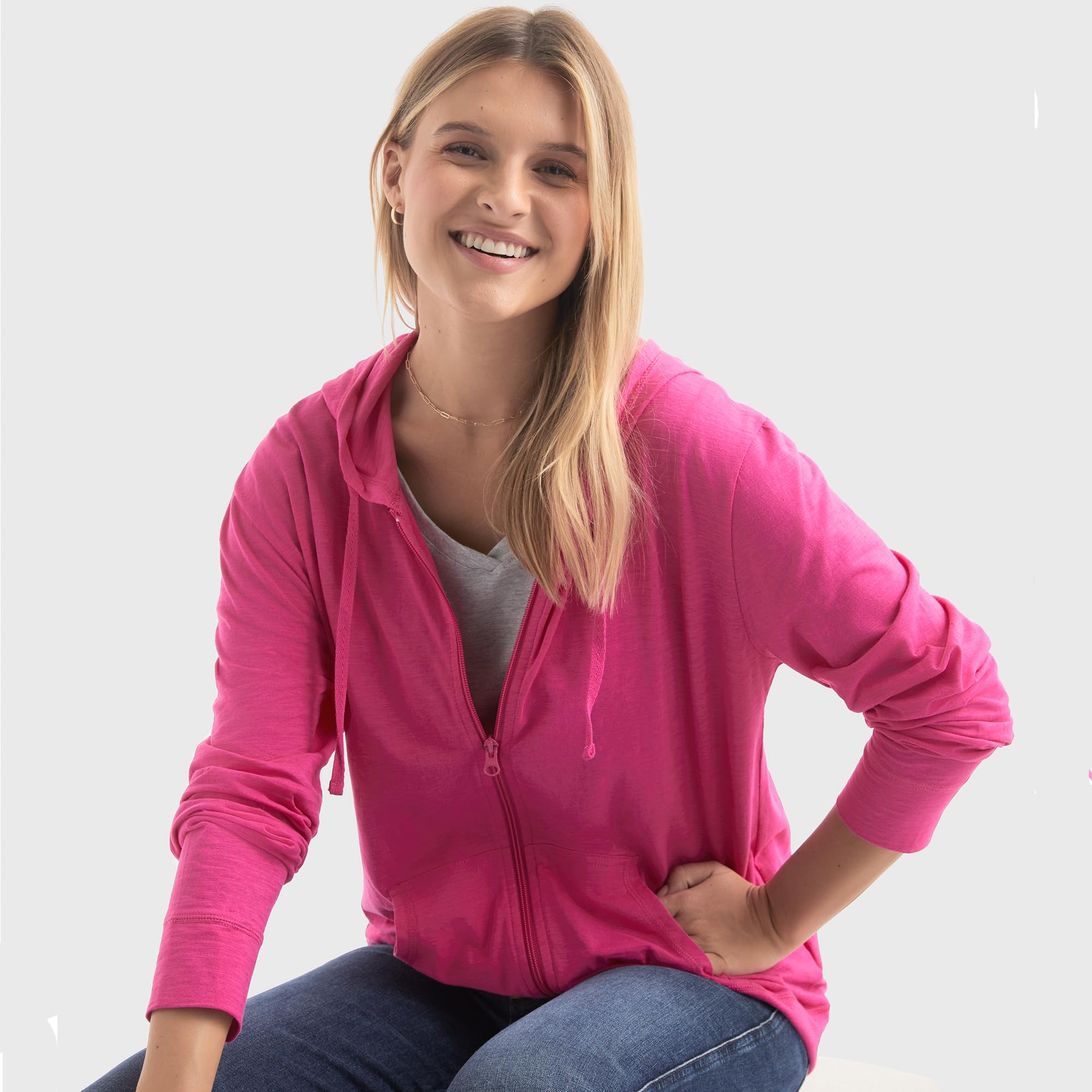 Hanes Women's Lightweight Full Zip Hoodie