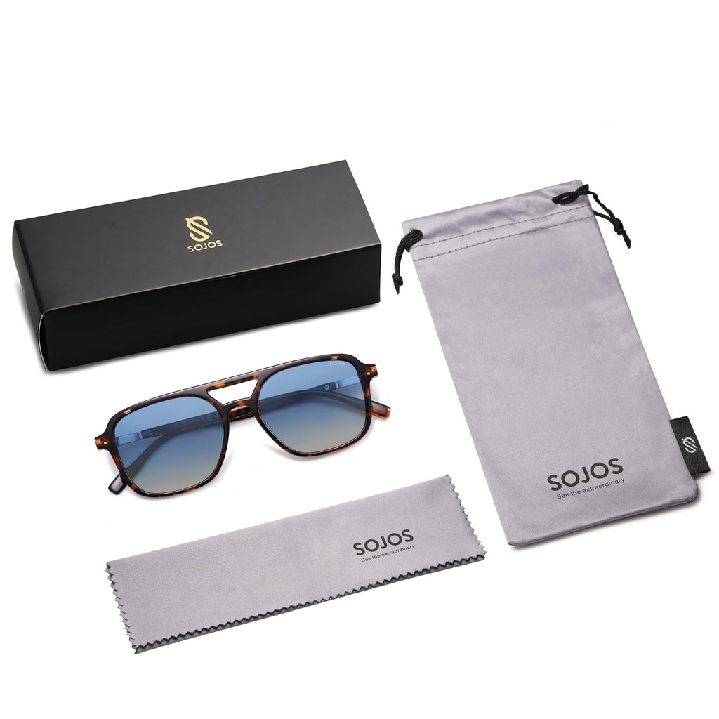 Sojos Retro Aviator Sunglasses Women Men Trendy Rectangle Shades
