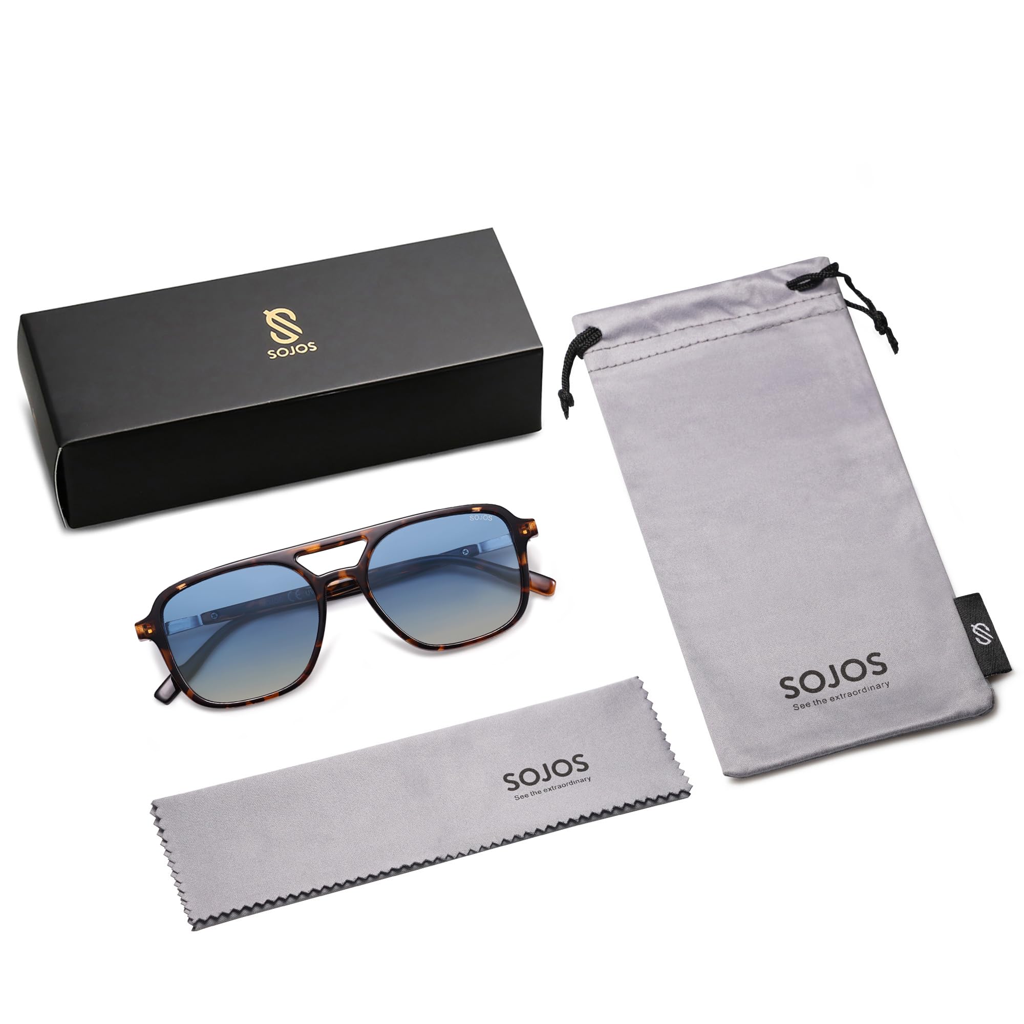 Sojos Retro Aviator Sunglasses Women Men Trendy Rectangle Shades