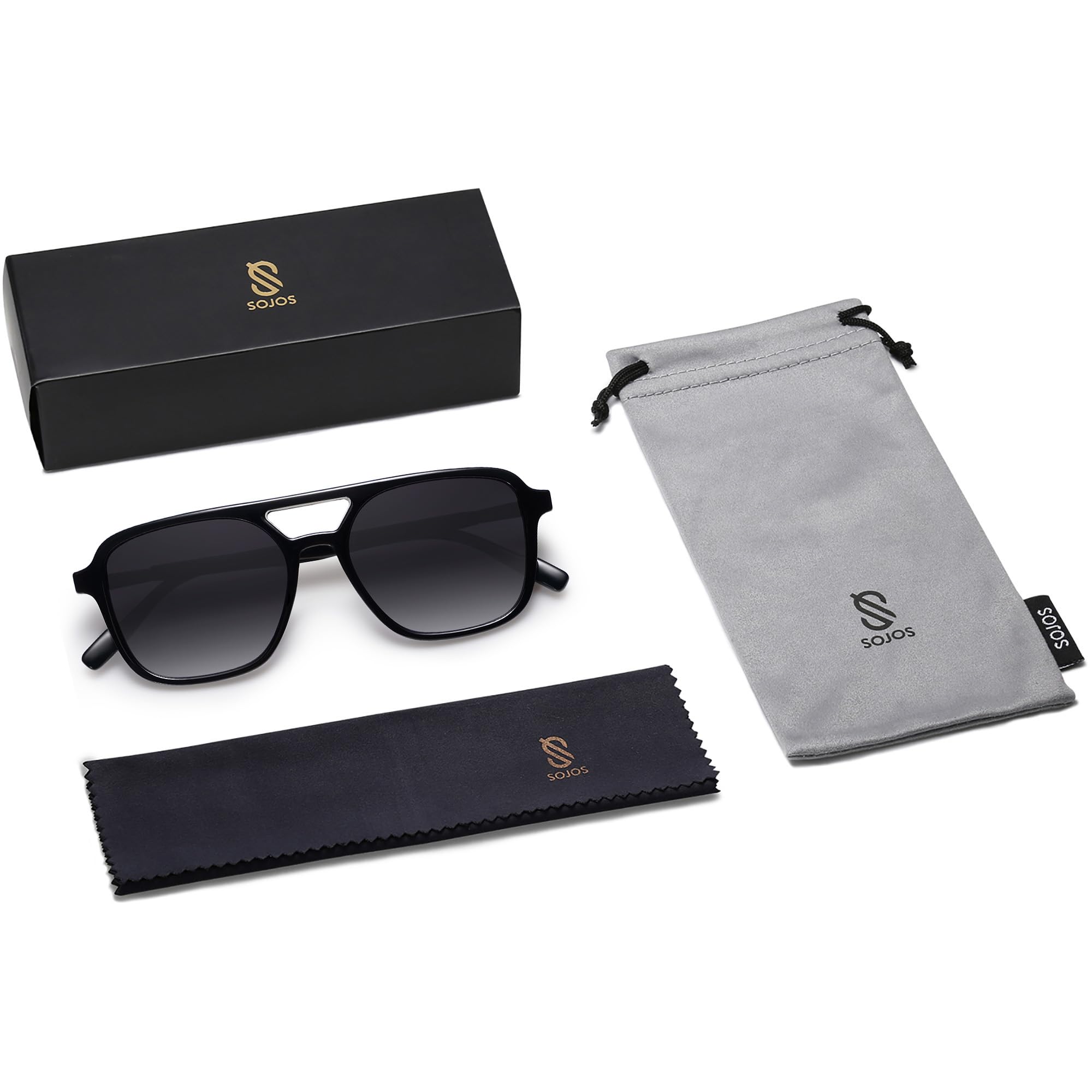 Sojos Retro Aviator Sunglasses Women Men Trendy Rectangle Shades