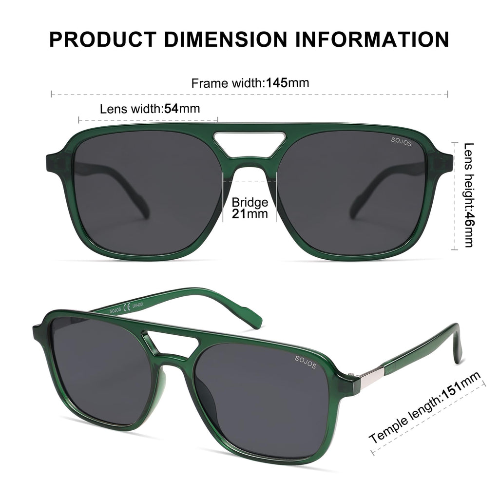 Sojos Retro Aviator Sunglasses Women Men Trendy Rectangle Shades