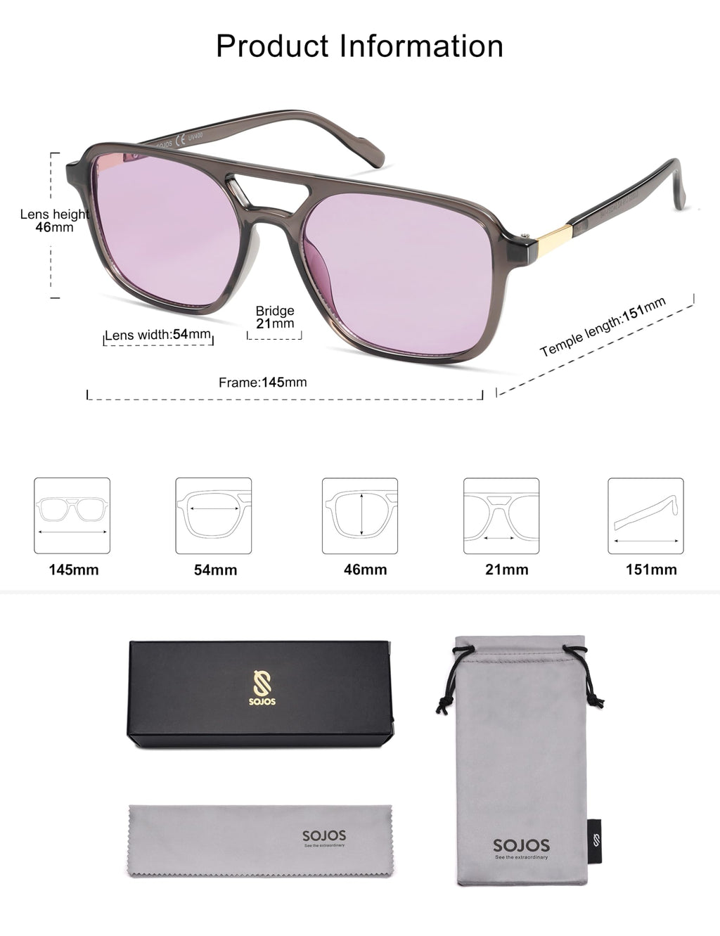 Sojos Retro Aviator Sunglasses Women Men Trendy Rectangle Shades