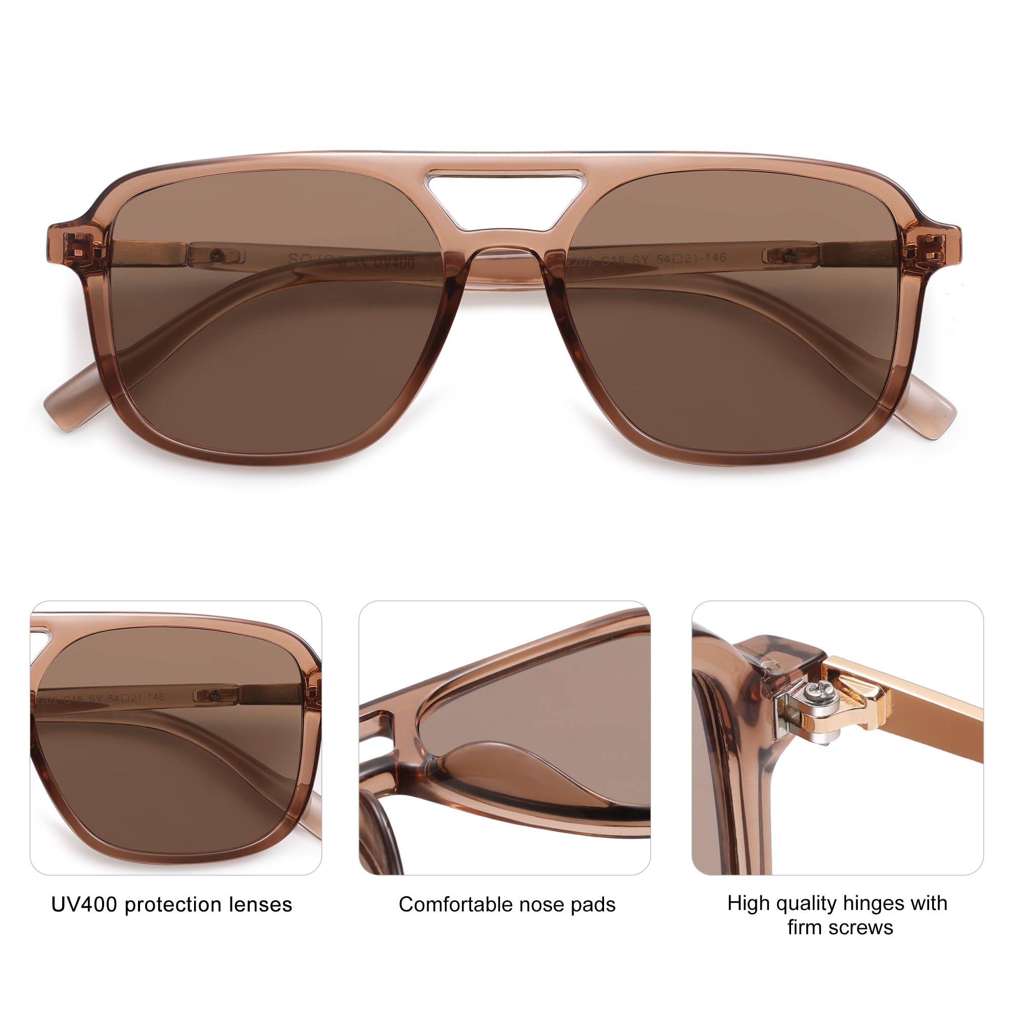 Sojos Retro Aviator Sunglasses Women Men Trendy Rectangle Shades