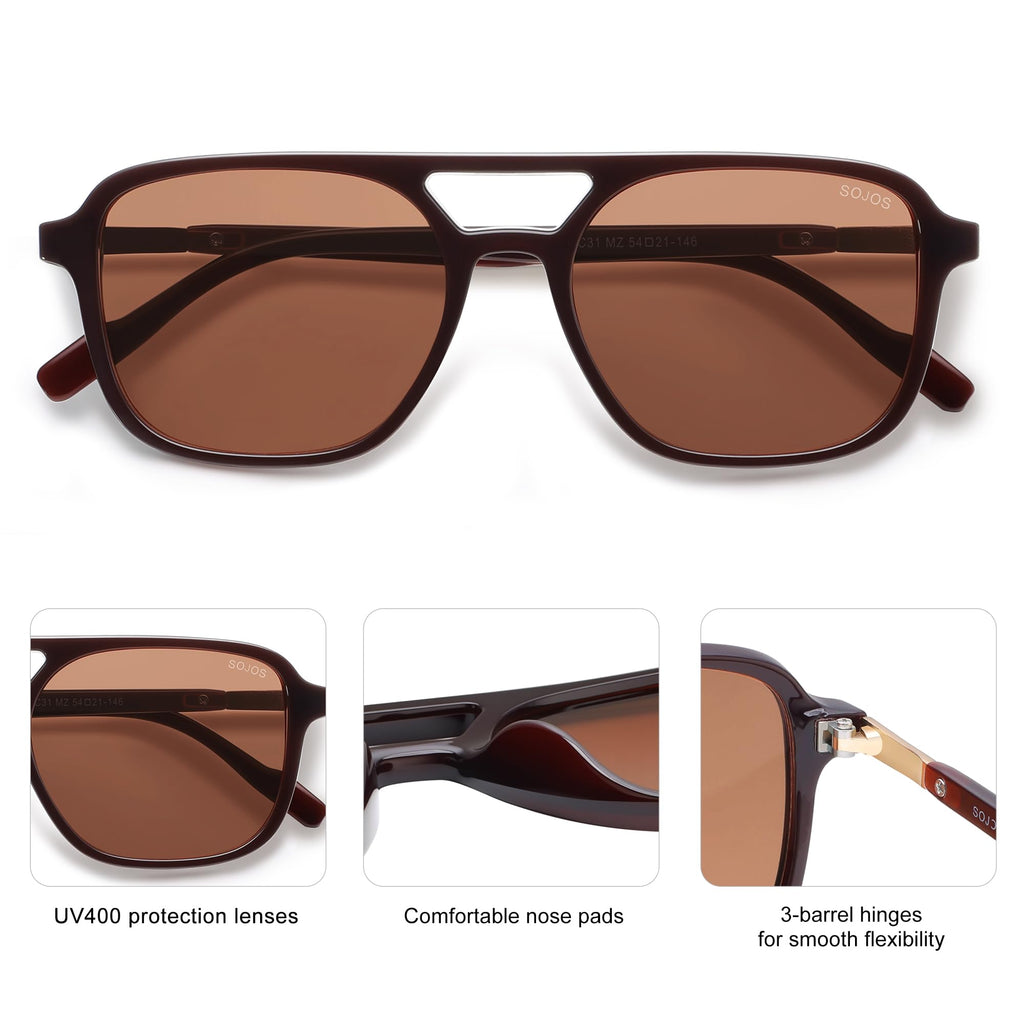 Sojos Retro Aviator Sunglasses Women Men Trendy Rectangle Shades