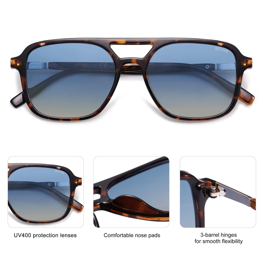 Sojos Retro Aviator Sunglasses Women Men Trendy Rectangle Shades
