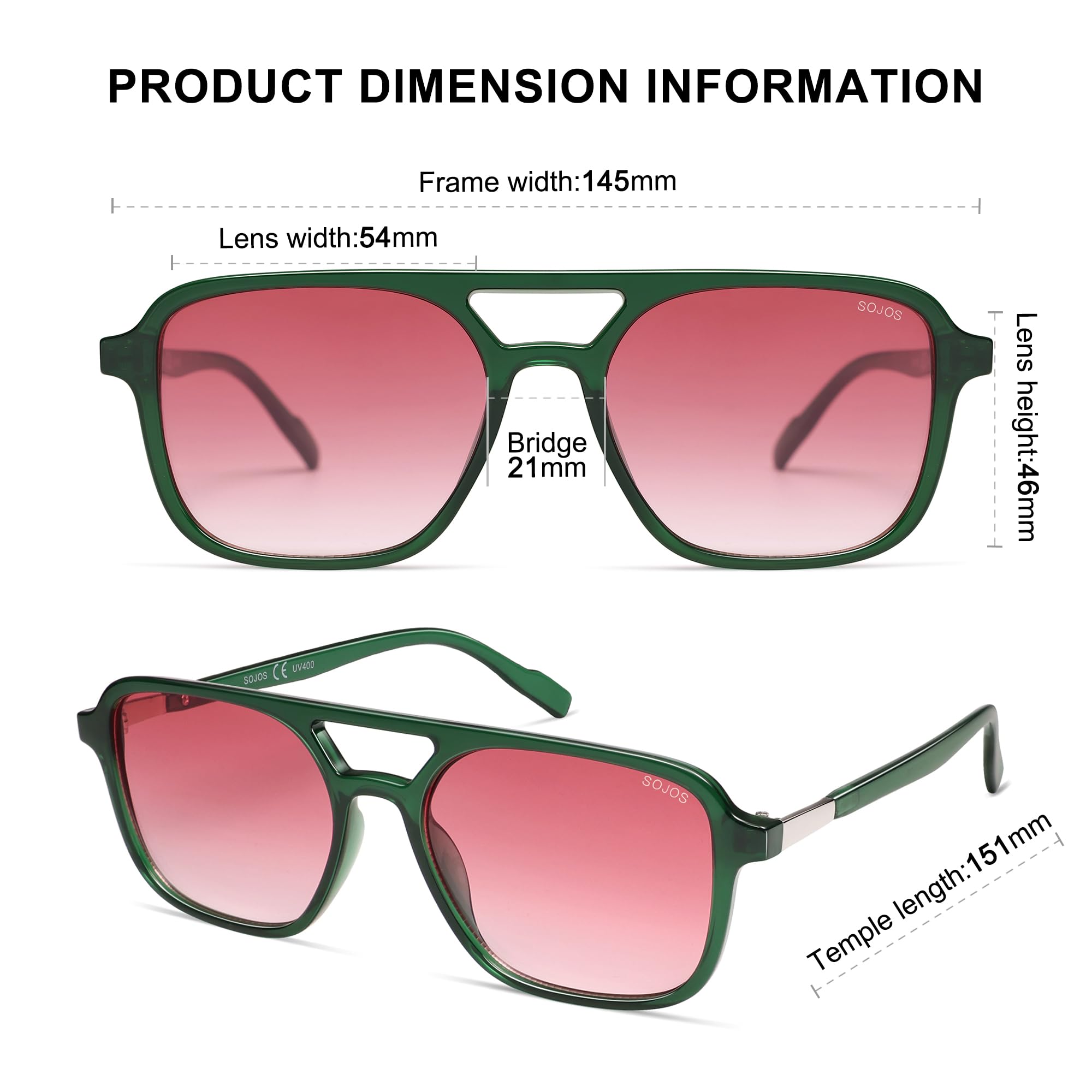 Sojos Retro Aviator Sunglasses Women Men Trendy Rectangle Shades