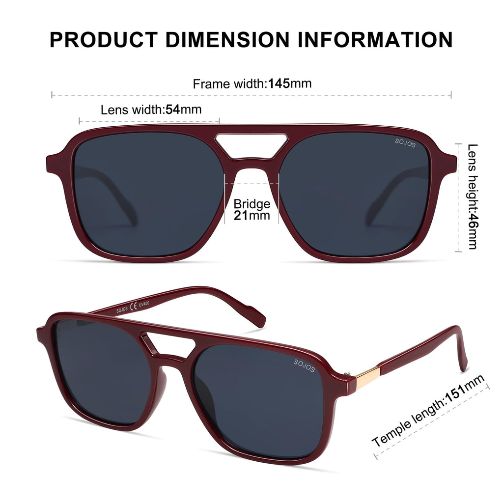 Sojos Retro Aviator Sunglasses Women Men Trendy Rectangle Shades