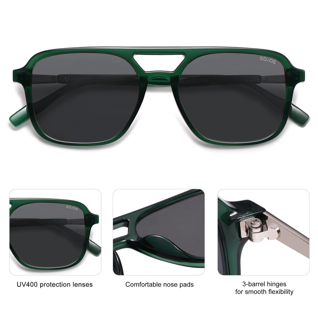 Sojos Retro Aviator Sunglasses Women Men Trendy Rectangle Shades