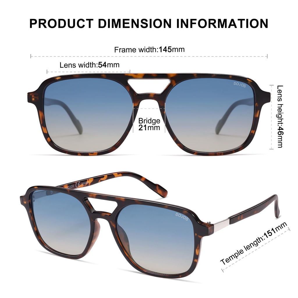 Sojos Retro Aviator Sunglasses Women Men Trendy Rectangle Shades
