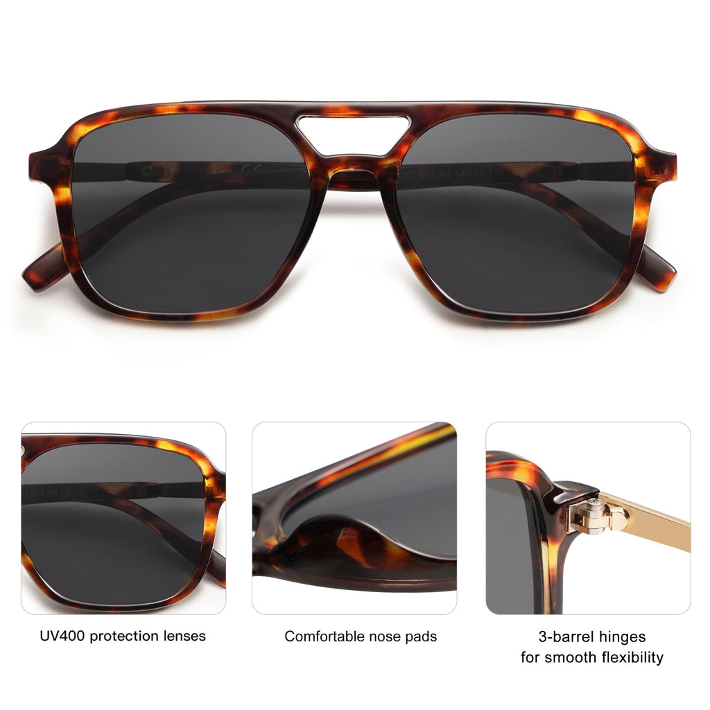Sojos Retro Aviator Sunglasses Women Men Trendy Rectangle Shades