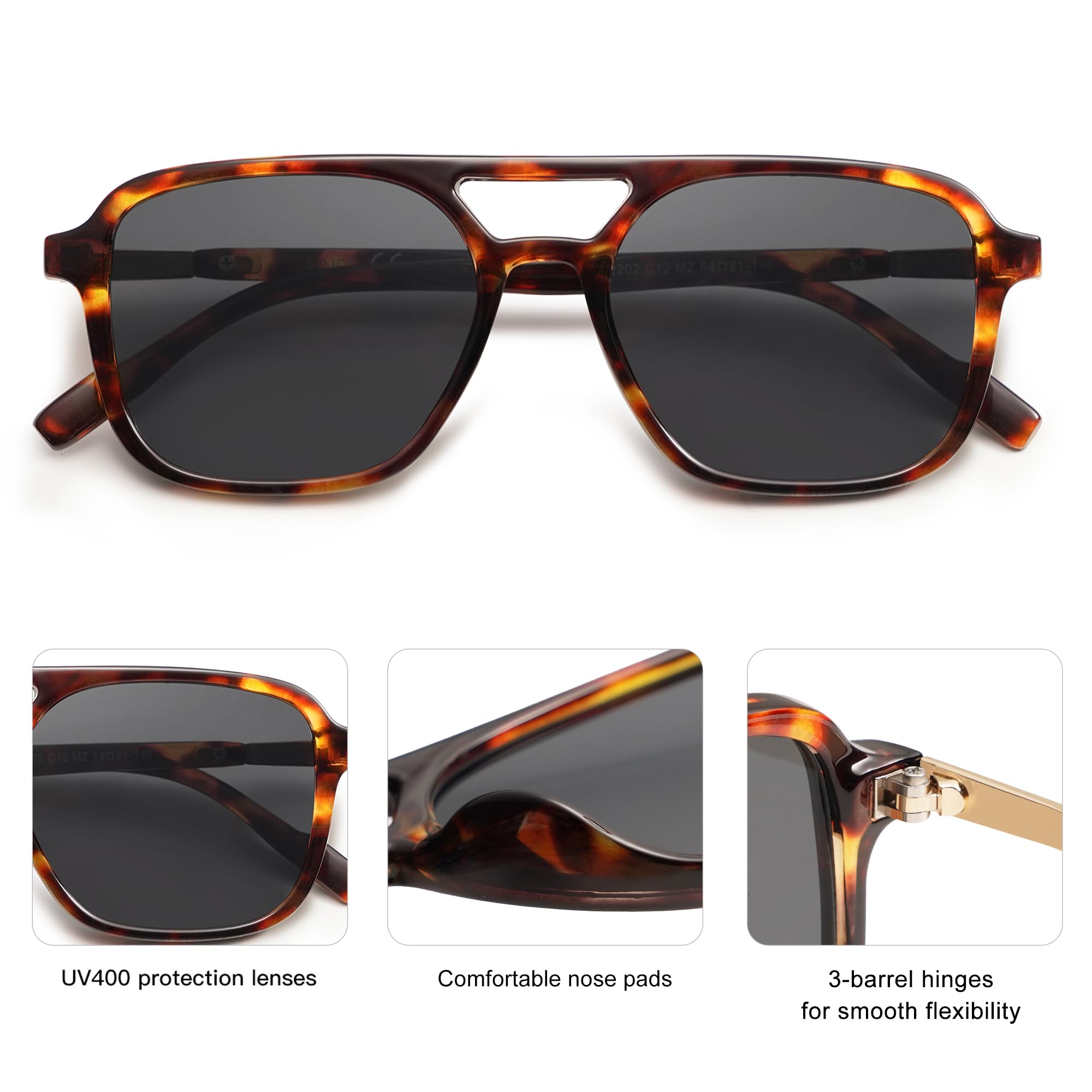 Sojos Retro Aviator Sunglasses Women Men Trendy Rectangle Shades