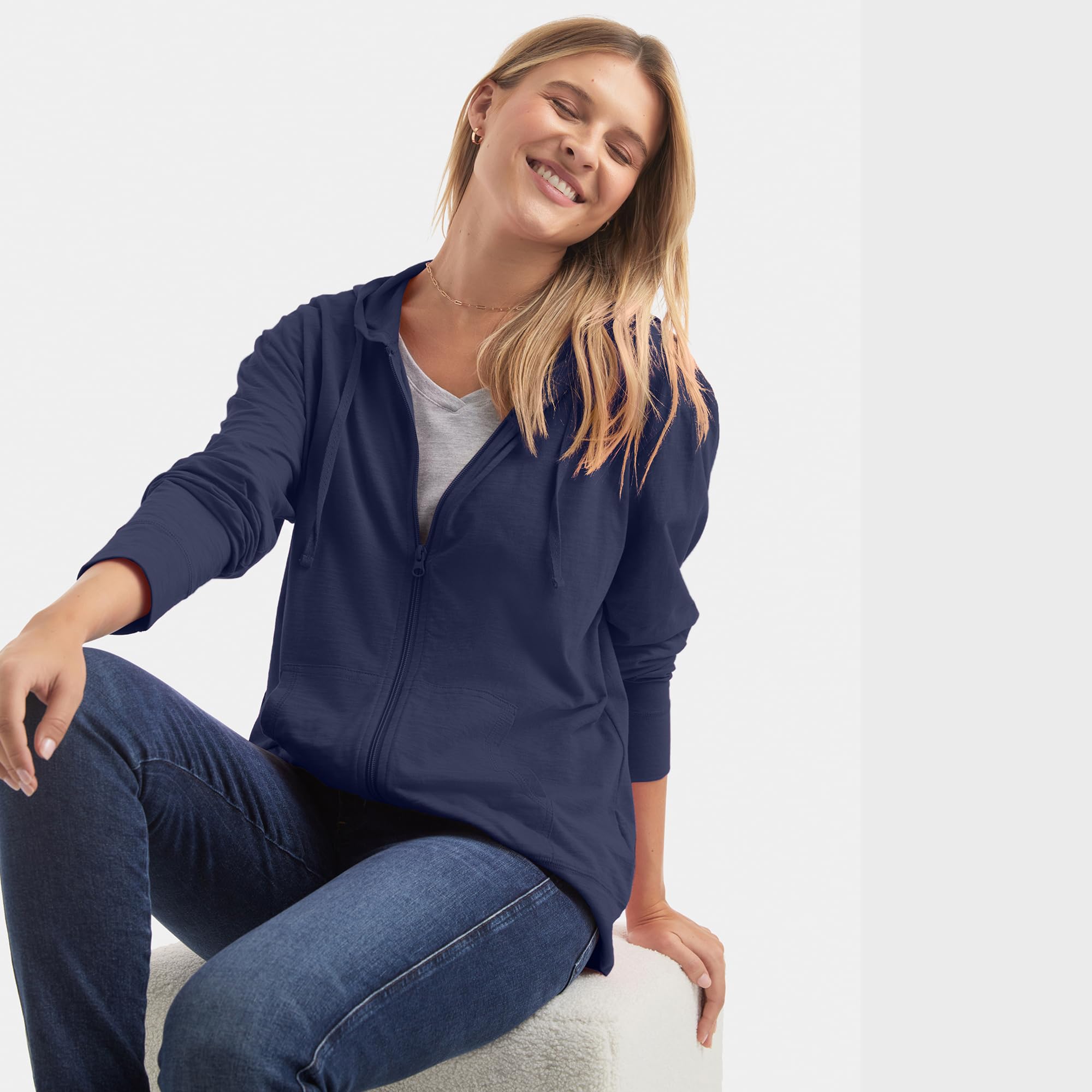 Hanes Women's Lightweight Full Zip Hoodie