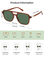 Sojos Retro Aviator Sunglasses Women Men Trendy Rectangle Shades