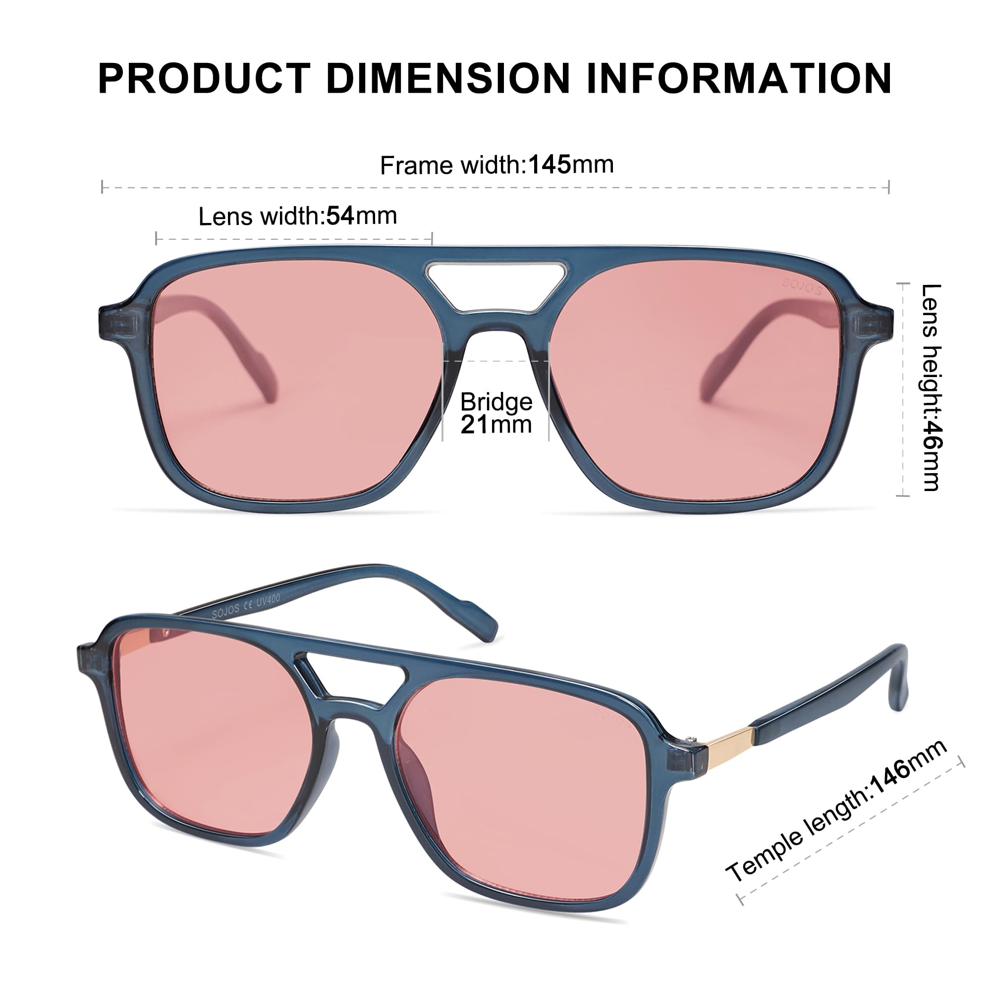 Sojos Retro Aviator Sunglasses Women Men Trendy Rectangle Shades