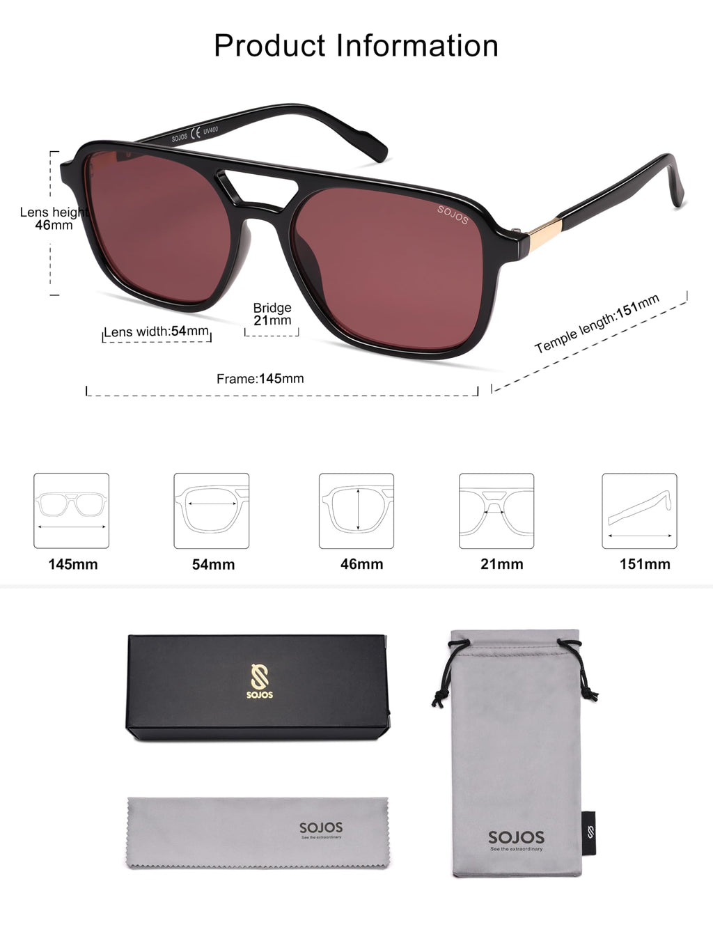 Sojos Retro Aviator Sunglasses Women Men Trendy Rectangle Shades