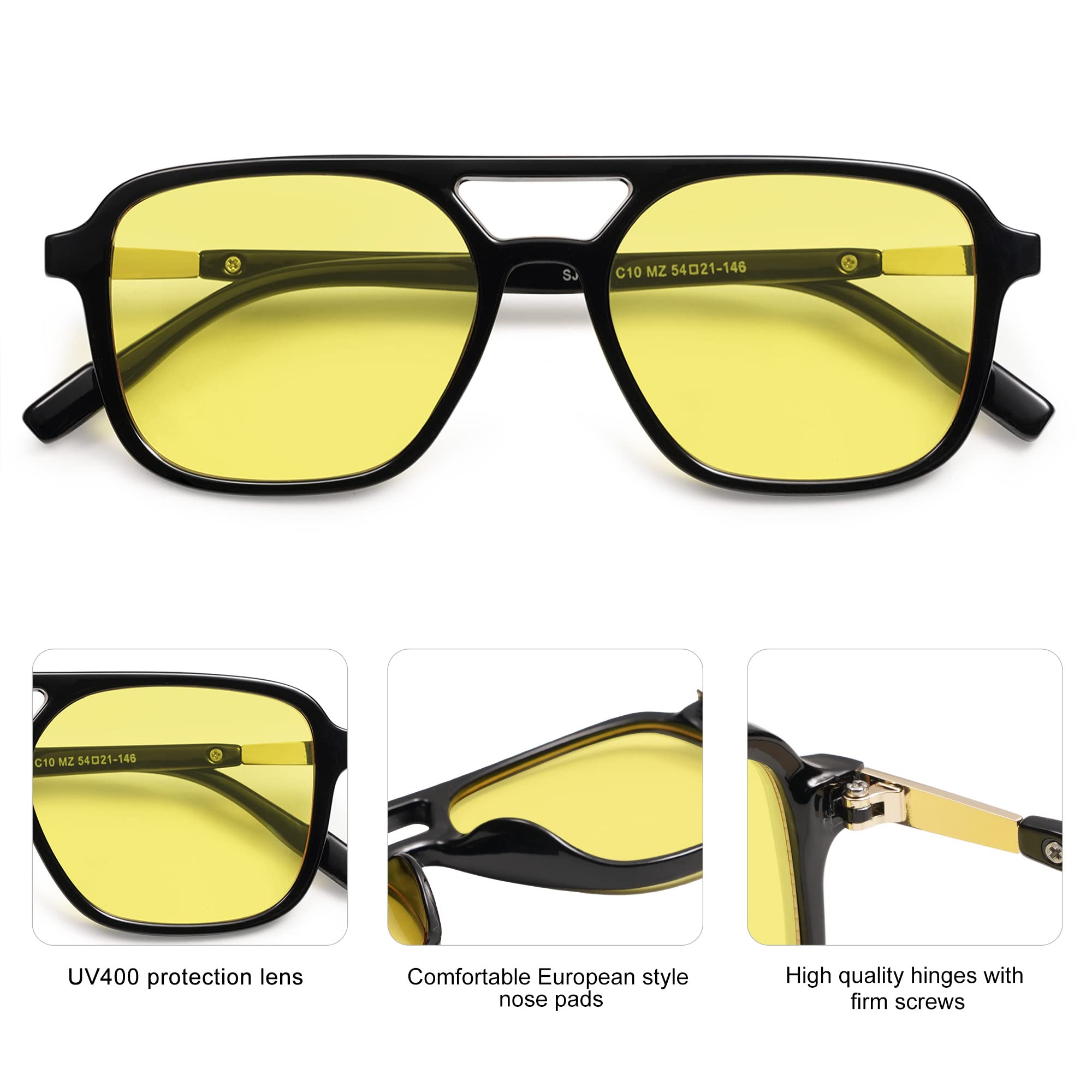Sojos Retro Aviator Sunglasses Women Men Trendy Rectangle Shades