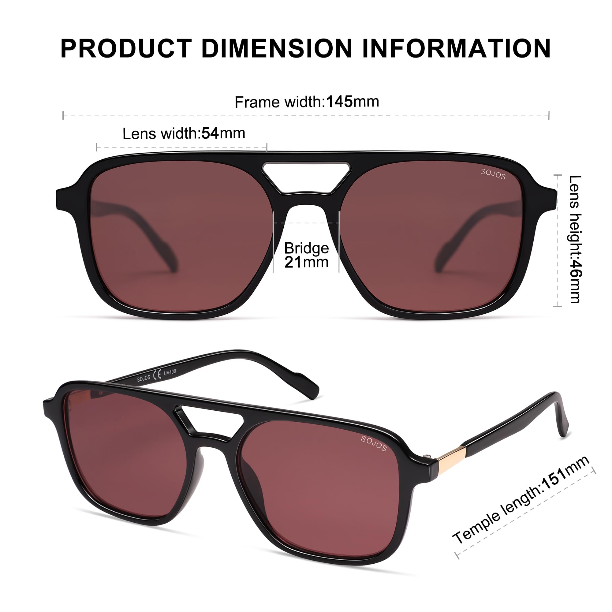 Sojos Retro Aviator Sunglasses Women Men Trendy Rectangle Shades