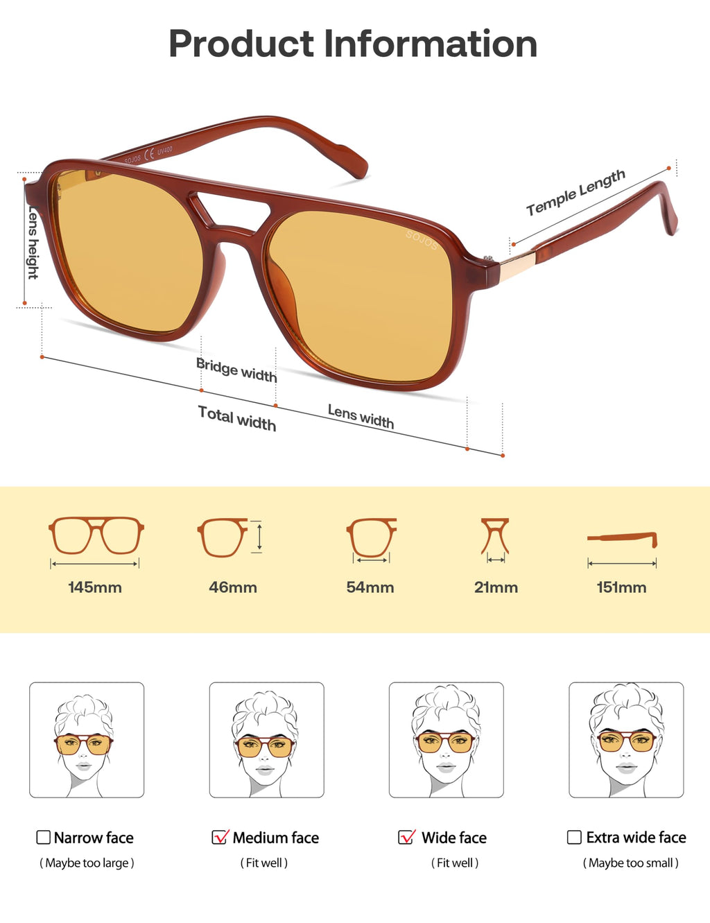 Sojos Retro Aviator Sunglasses Women Men Trendy Rectangle Shades