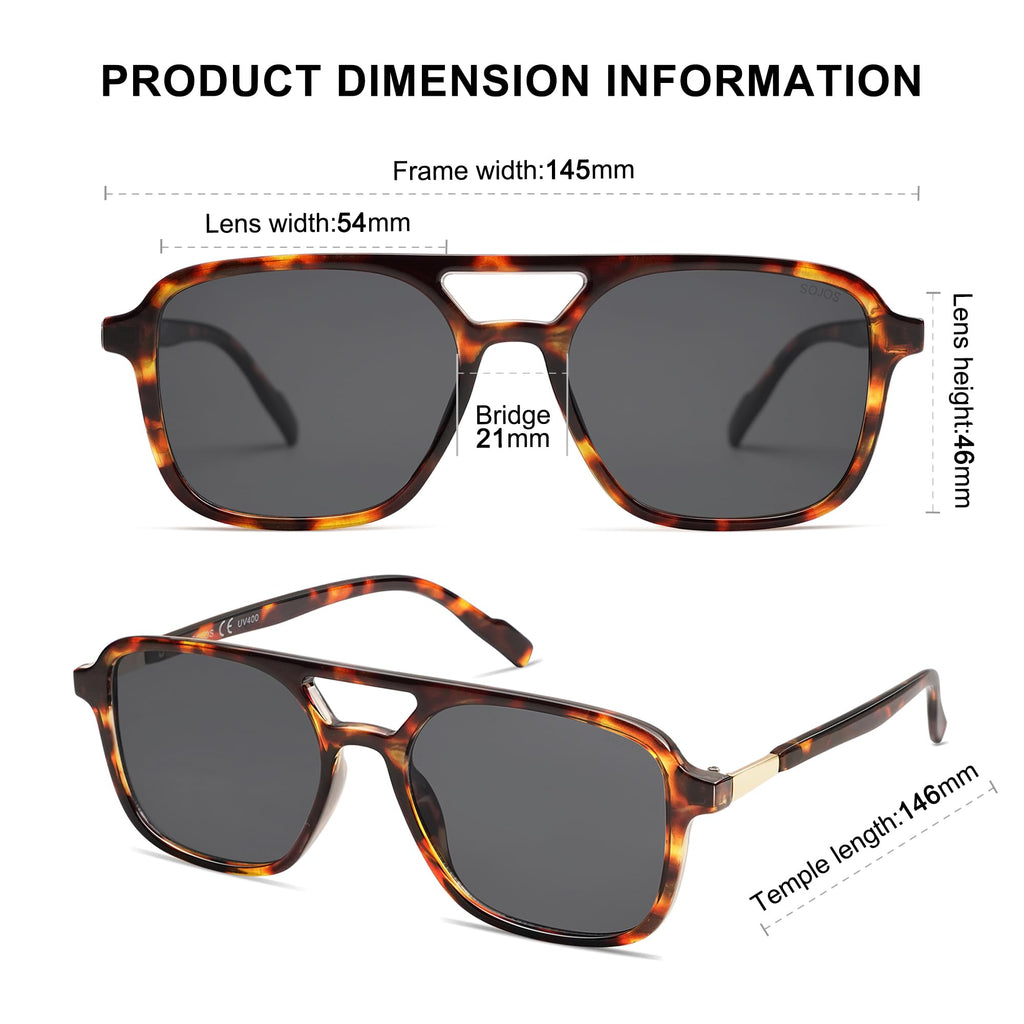 Sojos Retro Aviator Sunglasses Women Men Trendy Rectangle Shades
