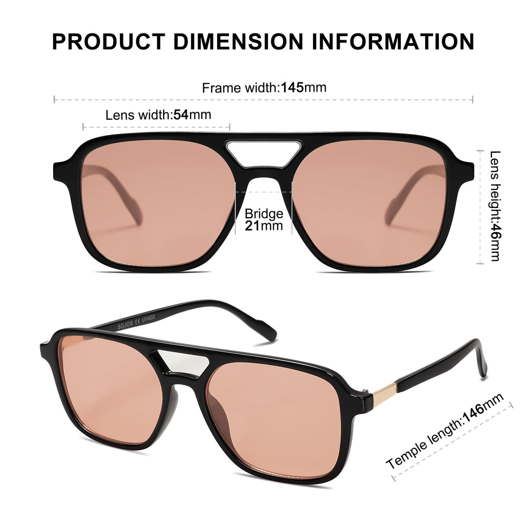 Sojos Retro Aviator Sunglasses Women Men Trendy Rectangle Shades