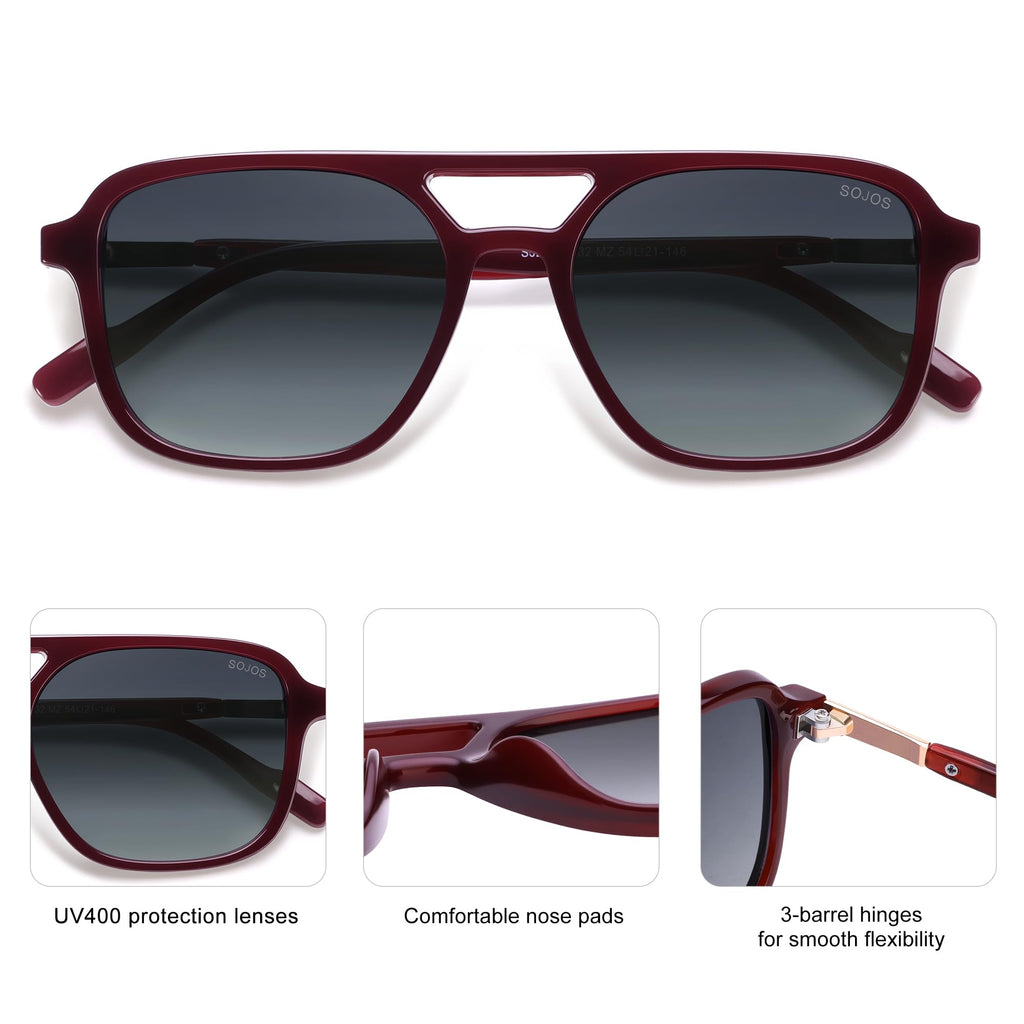 Sojos Retro Aviator Sunglasses Women Men Trendy Rectangle Shades