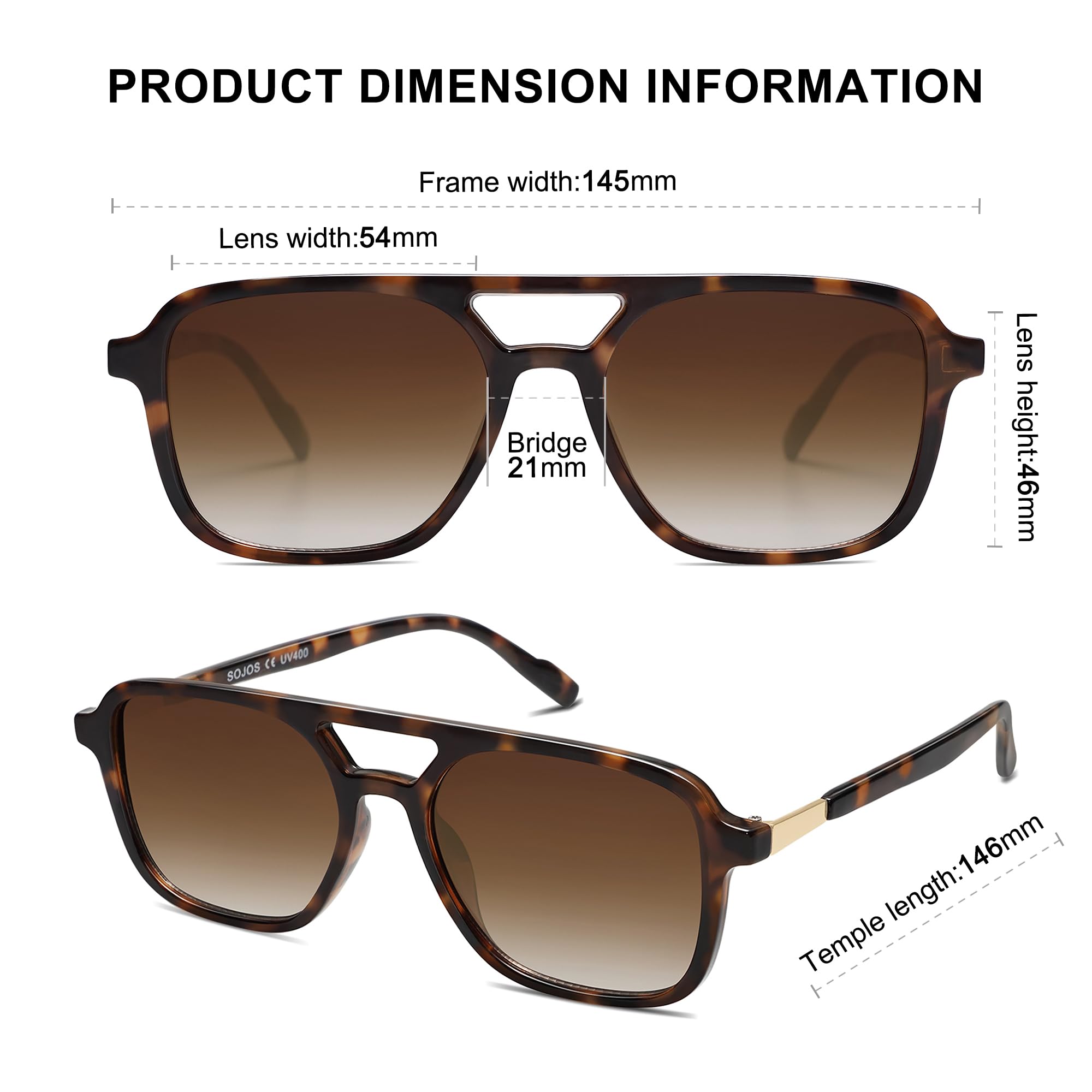 Sojos Retro Aviator Sunglasses Women Men Trendy Rectangle Shades
