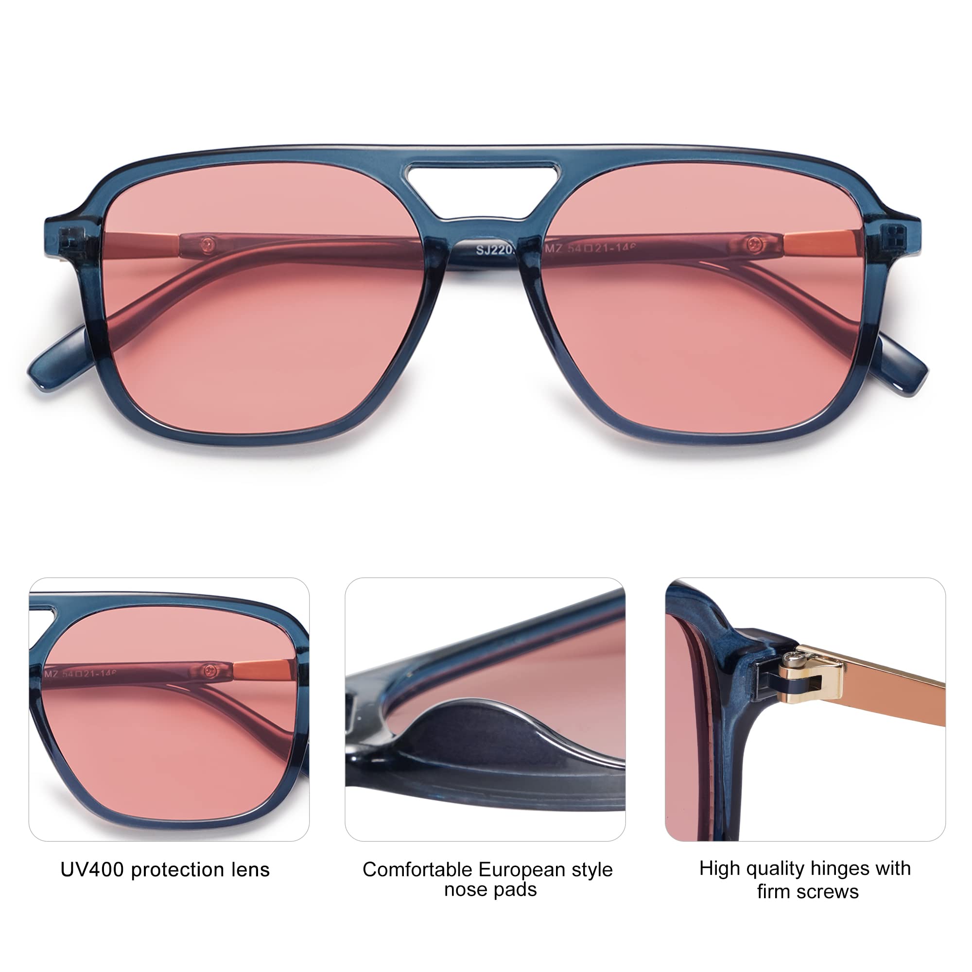 Sojos Retro Aviator Sunglasses Women Men Trendy Rectangle Shades