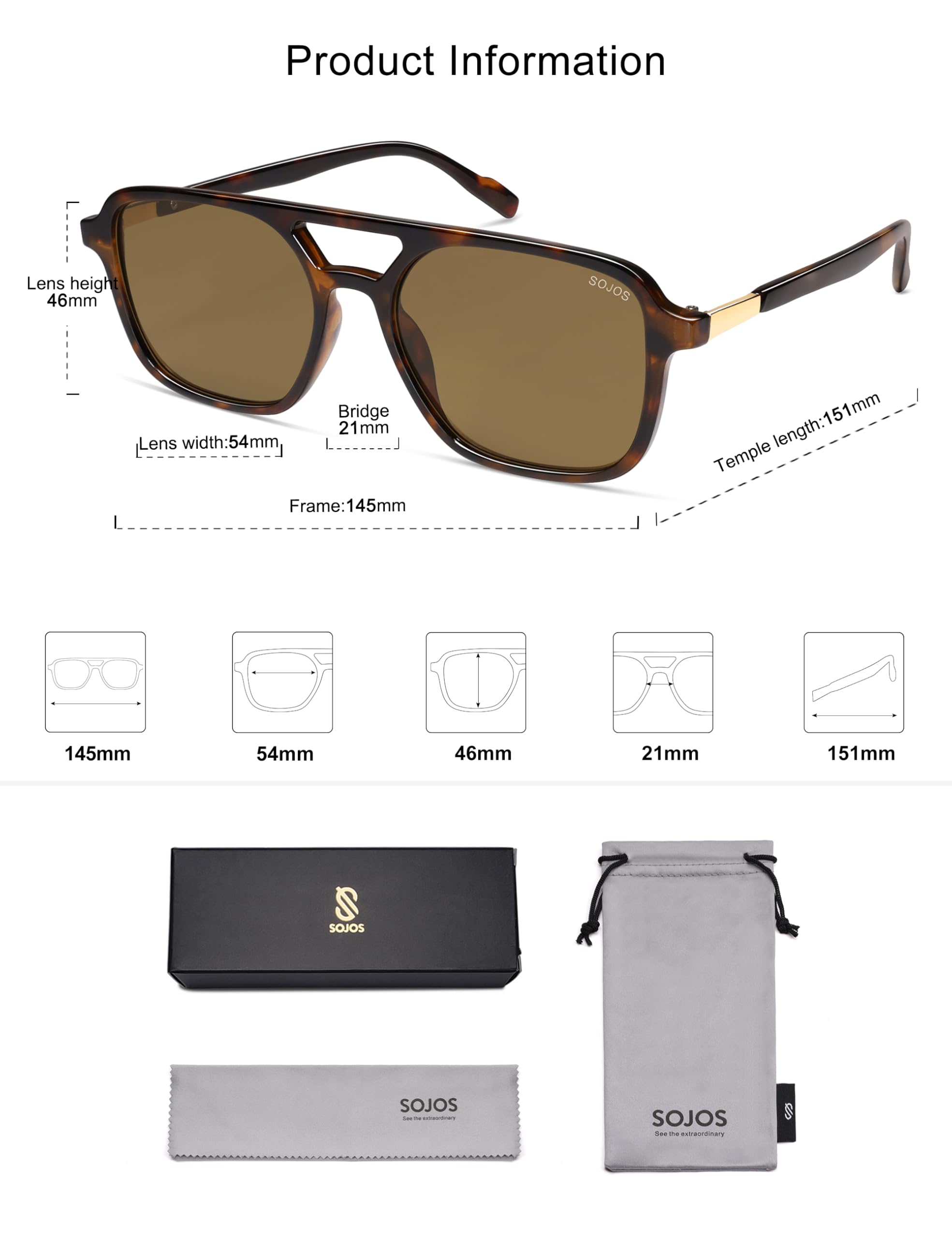 Sojos Retro Aviator Sunglasses Women Men Trendy Rectangle Shades