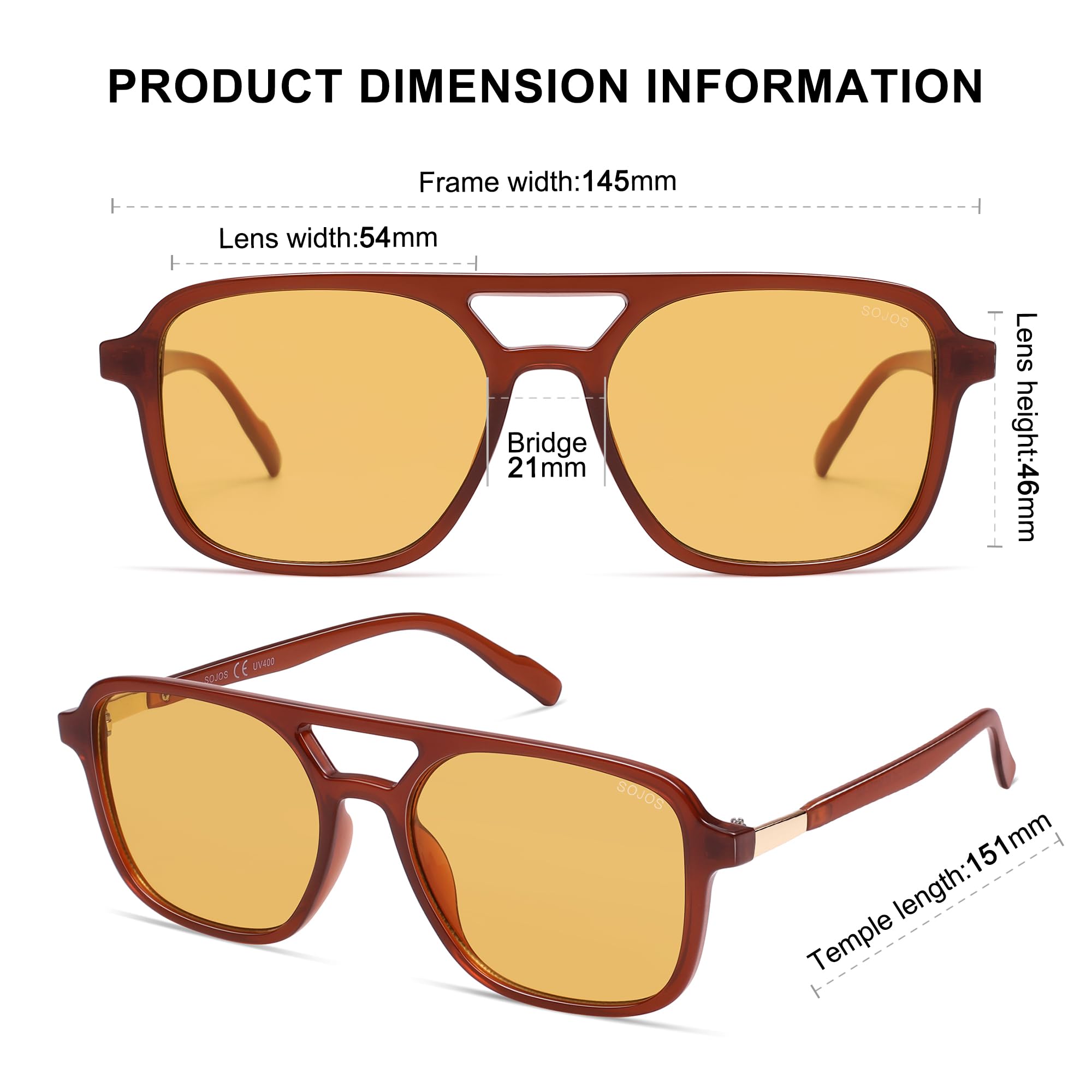 Sojos Retro Aviator Sunglasses Women Men Trendy Rectangle Shades