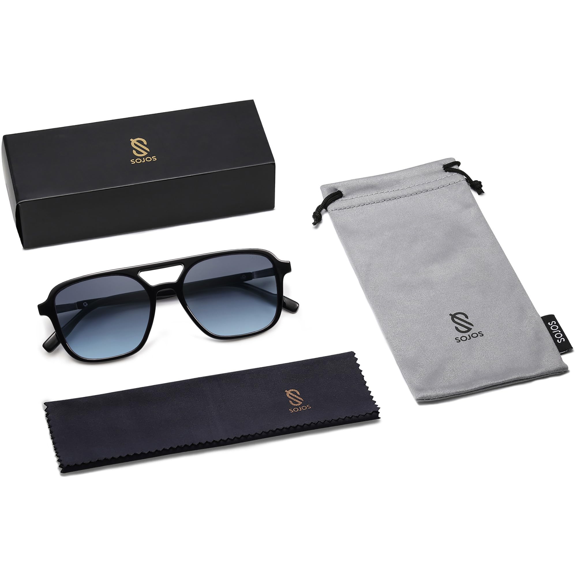 Sojos Retro Aviator Sunglasses Women Men Trendy Rectangle Shades