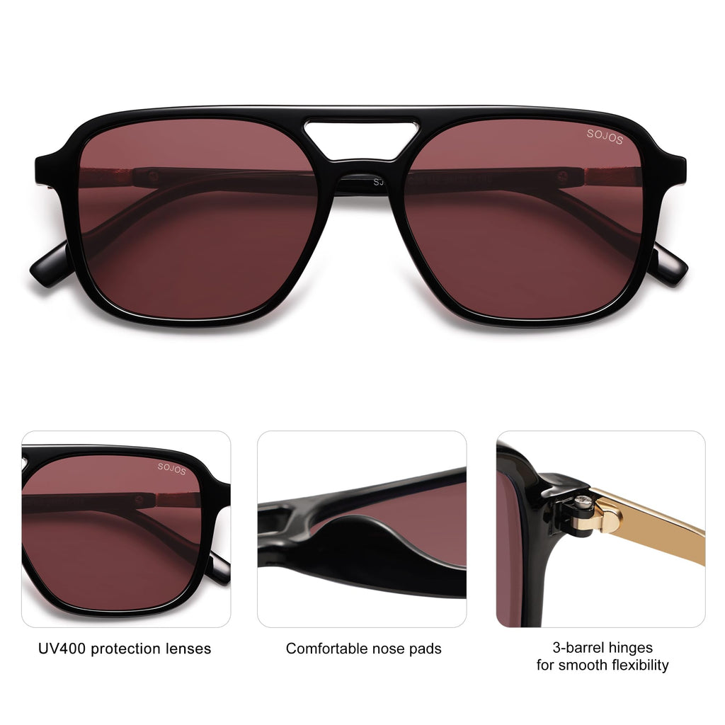 Sojos Retro Aviator Sunglasses Women Men Trendy Rectangle Shades