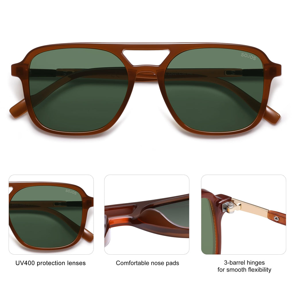 Sojos Retro Aviator Sunglasses Women Men Trendy Rectangle Shades