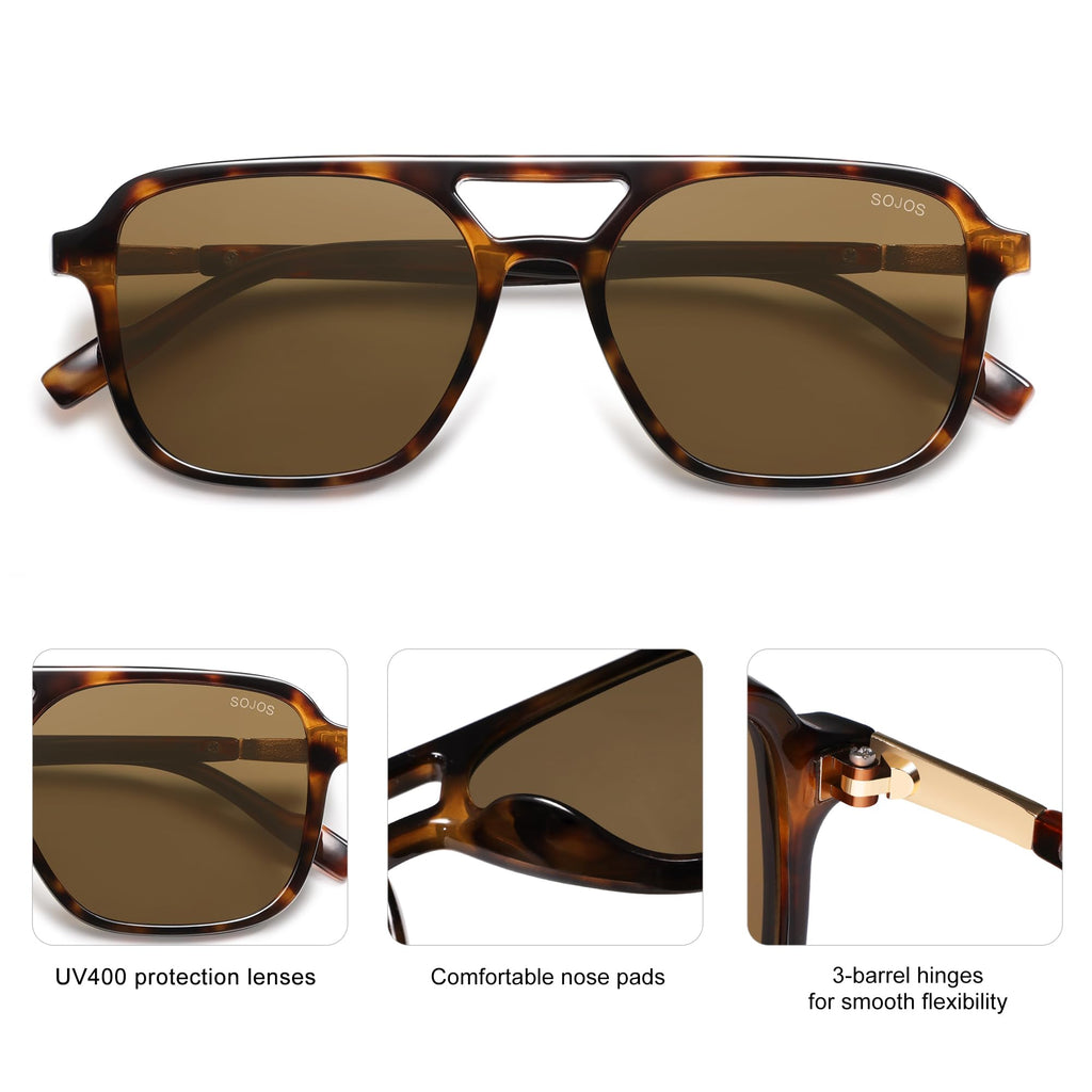 Sojos Retro Aviator Sunglasses Women Men Trendy Rectangle Shades