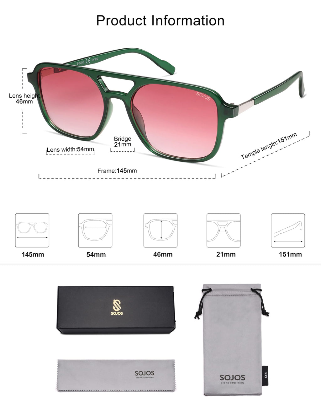 Sojos Retro Aviator Sunglasses Women Men Trendy Rectangle Shades