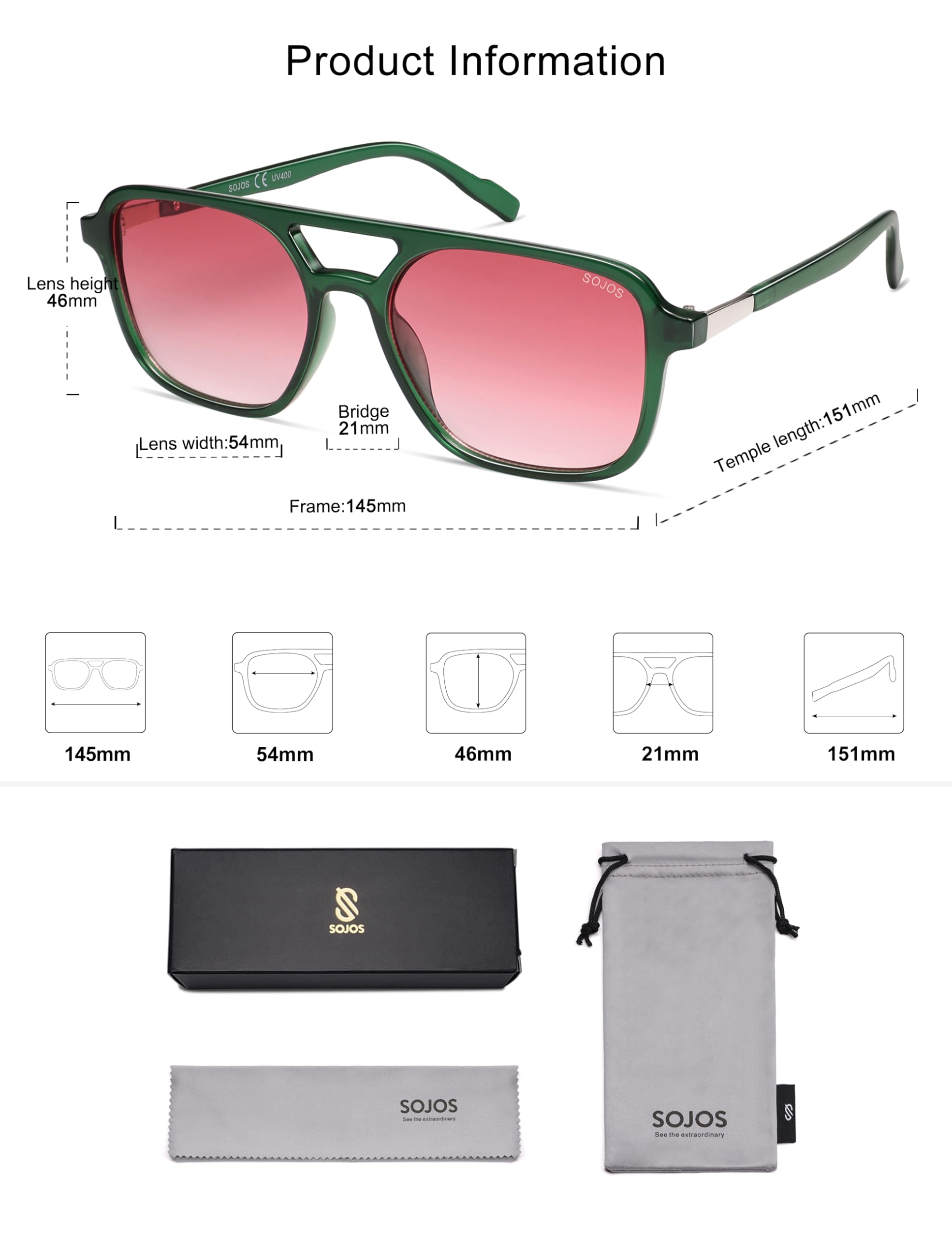 Sojos Retro Aviator Sunglasses Women Men Trendy Rectangle Shades