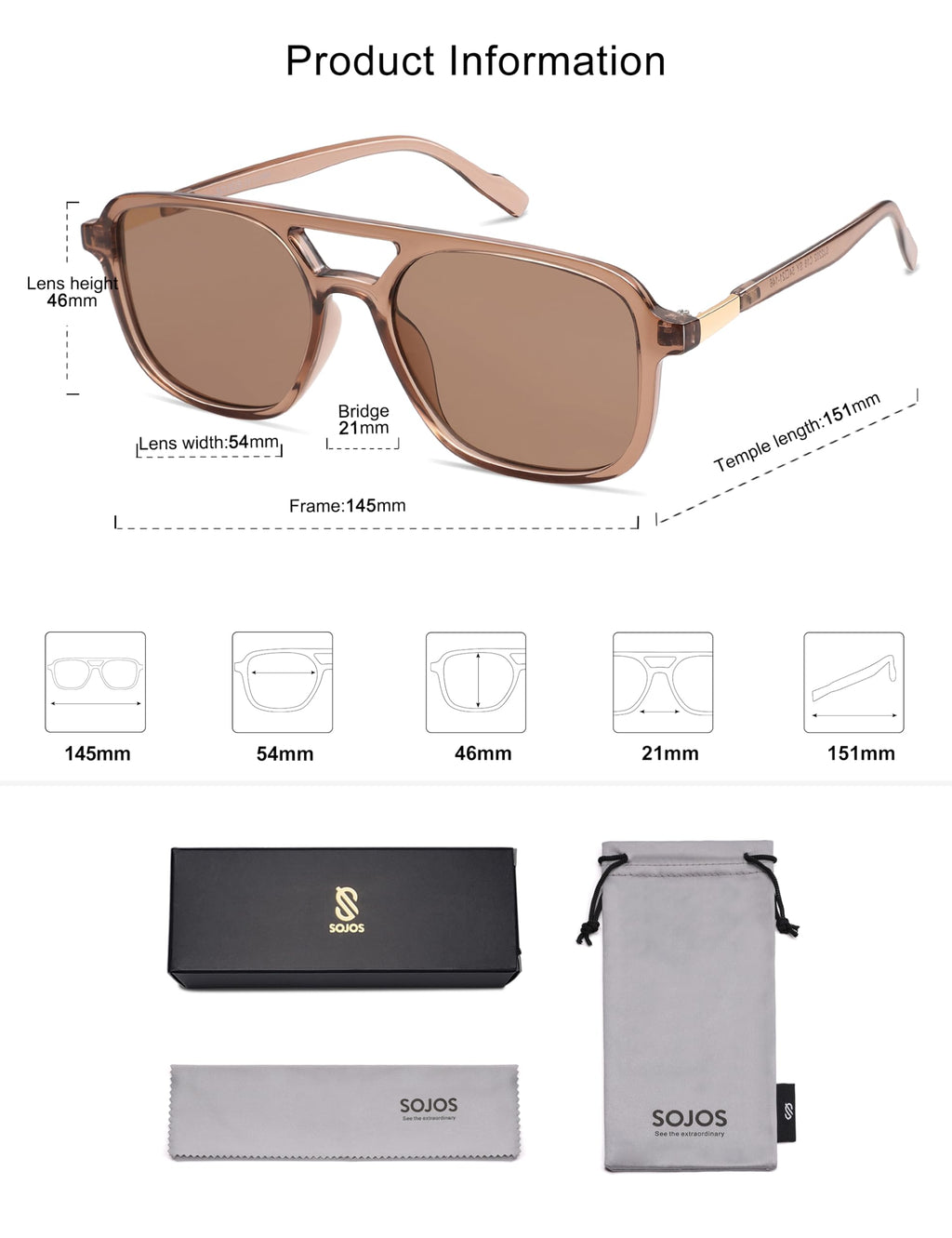 Sojos Retro Aviator Sunglasses Women Men Trendy Rectangle Shades