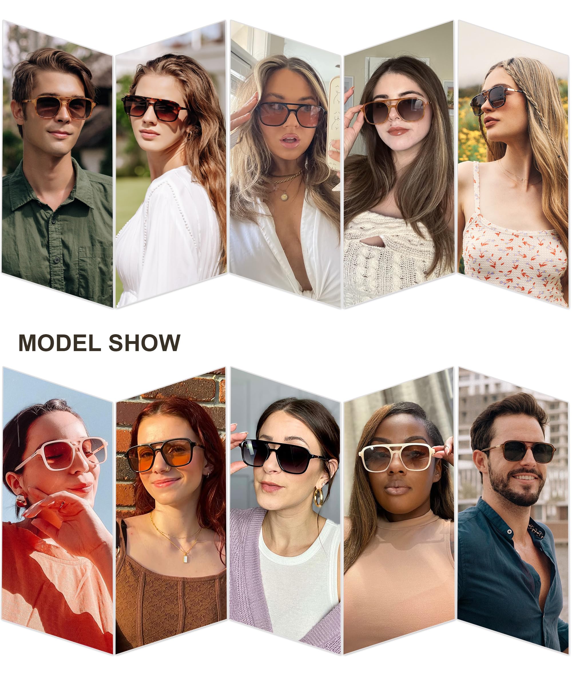 Sojos Retro Aviator Sunglasses Women Men Trendy Rectangle Shades